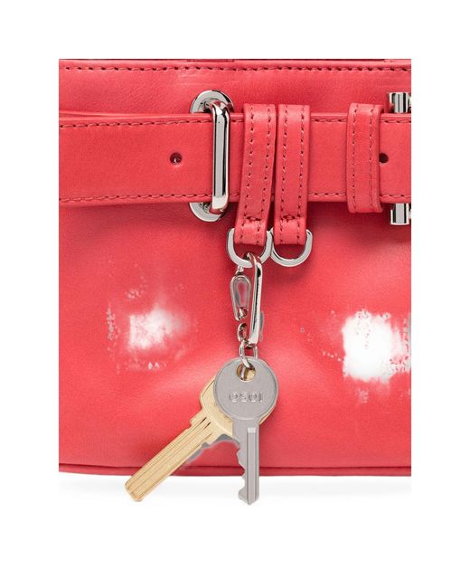 OSOI Red Mini Brocle Leather Tote Bag