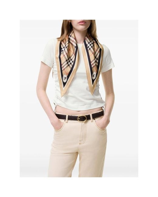 Burberry Metallic Check Knight-Stamp Silk Scarf for men