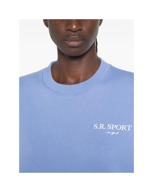 Sporty & Rich Blue Logo-Print Sweatshirt