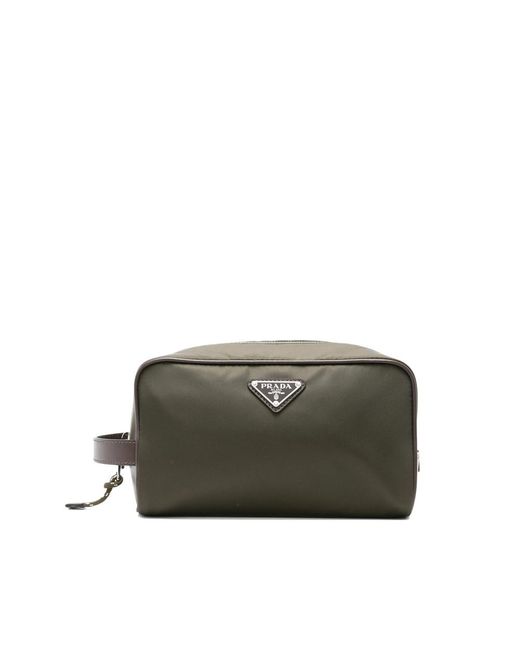 Prada Green Speedrock Logo-Plaque Clutch Bag for men