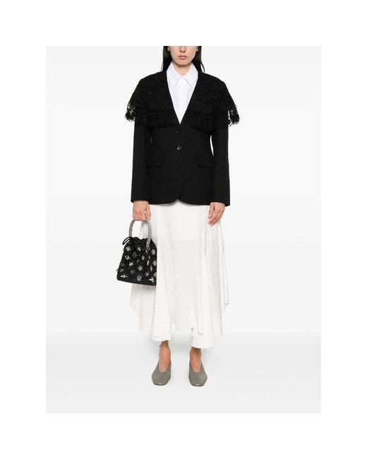 Sea Black Lace-Trimmed Pinstripe Jacket