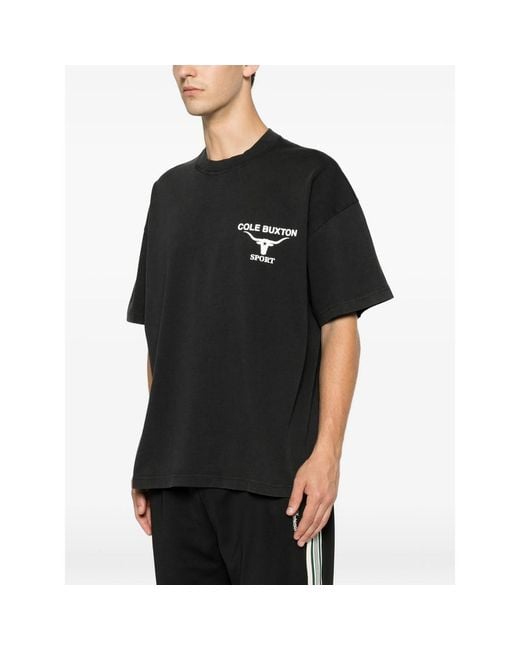 Cole Buxton Black Logo-Print Short-Sleeve T-Shirt for men
