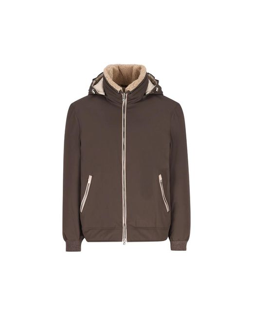 Brunello Cucinelli Brown Hooded Jacket Cashmere for men