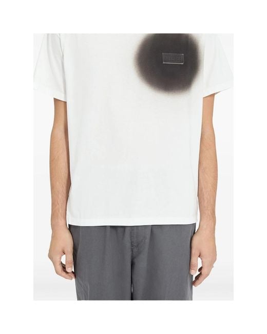 MM6 by Maison Margiela White Round-Neck Graphic T-Shirt for men