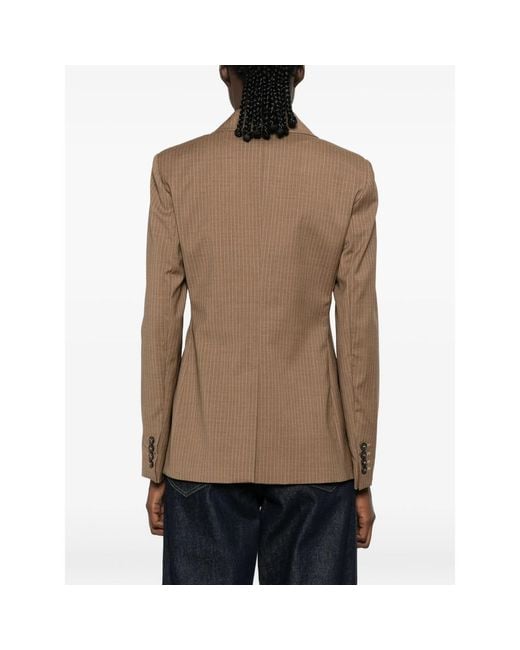 Max Mara Brown Mstumico Pinstripe Double-Breasted Blazer