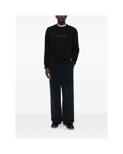 Emporio Armani Black Logo-Detail Crew-Neck Sweatshirt for men