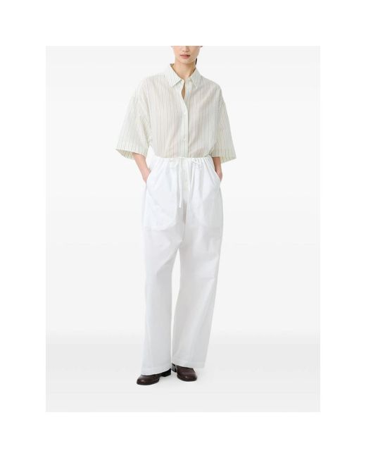 Studio Nicholson White Ventura Tie-Waist Placket Trousers