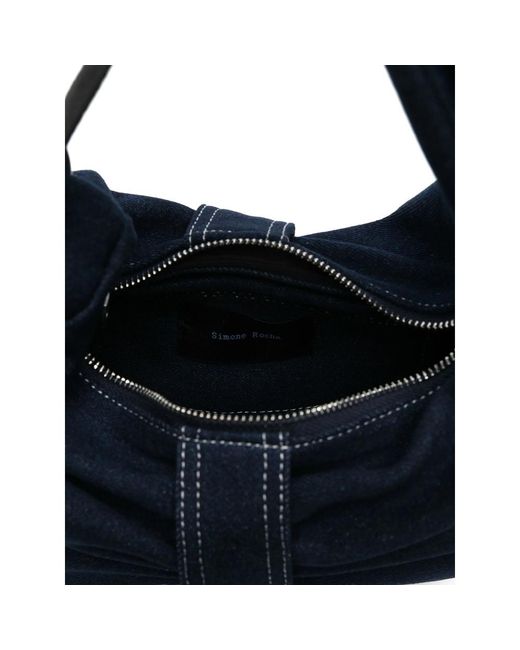 Simone Rocha Blue Bow Pearl-Embellished Shoulder Bag