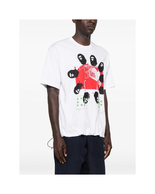 A Bathing Ape White T-Shirt With Graphic Print for men