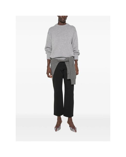 Malo Gray Ribbed-Knit Crew-Neck Sweater