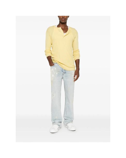 Cole Buxton Blue Paint-Splatter Distressed Jeans for men