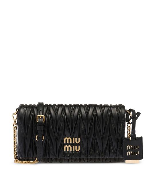Miu Miu Black Matelassé-effect Shoulder Bag