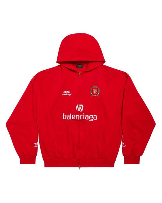 Balenciaga Paris Soccer Hoodie in Red | Lyst