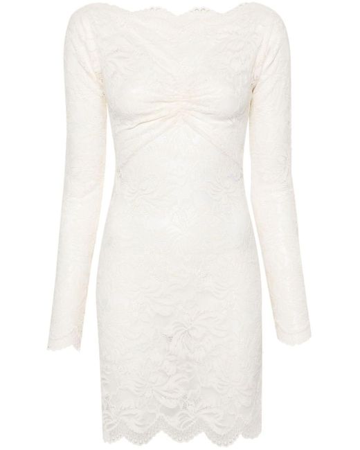 Rabanne White Floral-Lace Mini Dress
