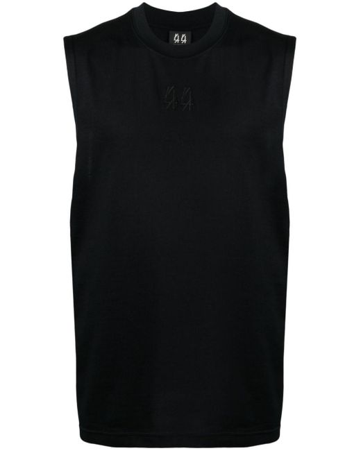 44 Label Group Black Logo-Embroidered Sleeveless T-Shirt