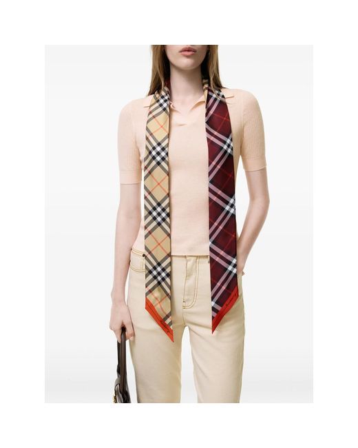 Burberry Metallic Skinny Contrast Check Silk Scarf