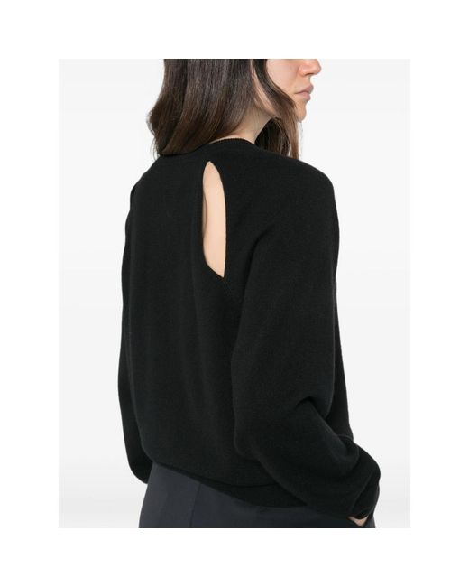 Lisa Yang Black Cambrie Cut-Out Raglan-Sleeve Sweater