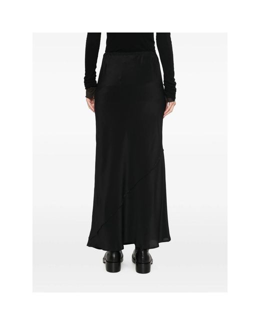 Baserange Black Asymmetric Panelled Midi Skirt