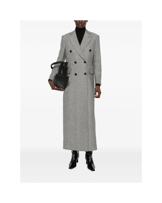Eraldo Gray Herringbone Double-Breasted Coat