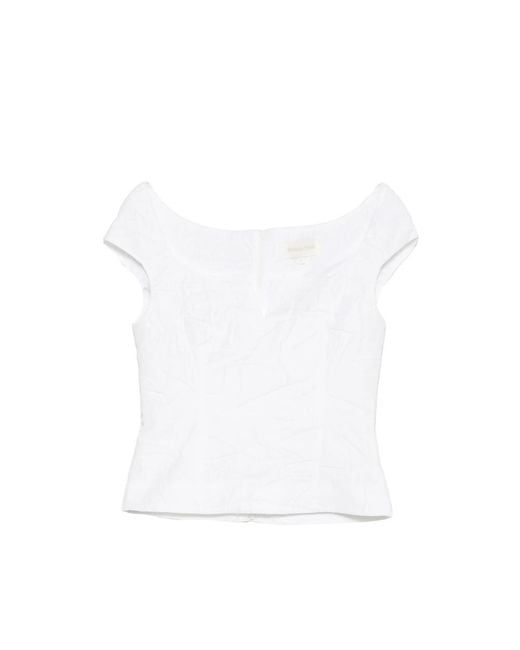 ShuShu/Tong White Top V-Neck Short Sleeve