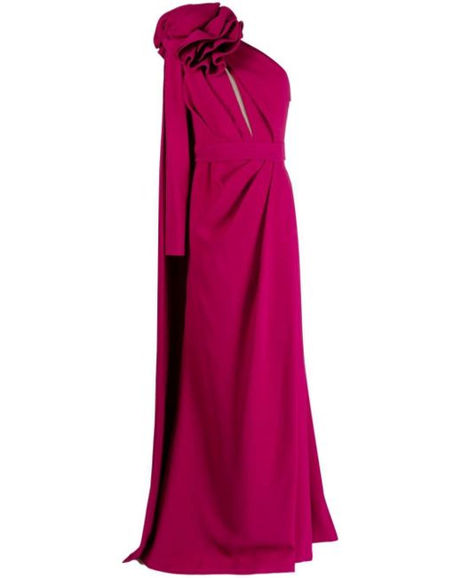 Elie Saab Purple Cady Flower-Detailing Dress