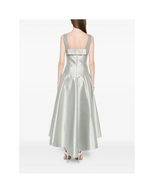 Fely Campo White Square-Neck Midi Dress