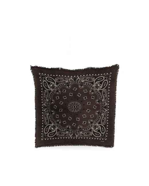 Kujten Black Paisley-Print Frayed Scarf