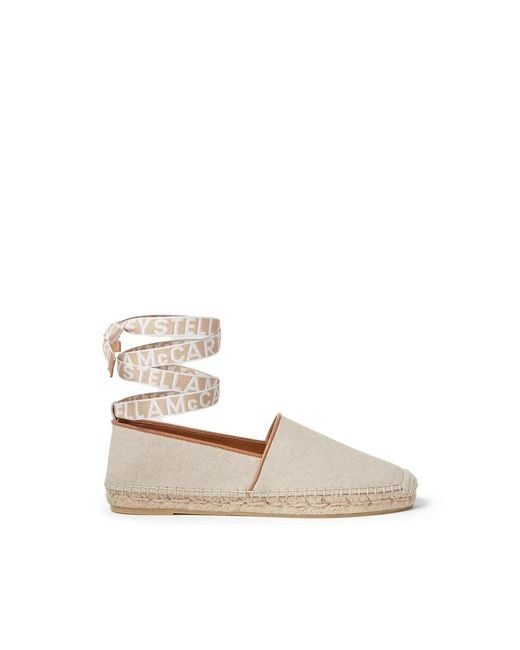 Stella McCartney Natural Logo-Lettering Flat Espadrilles