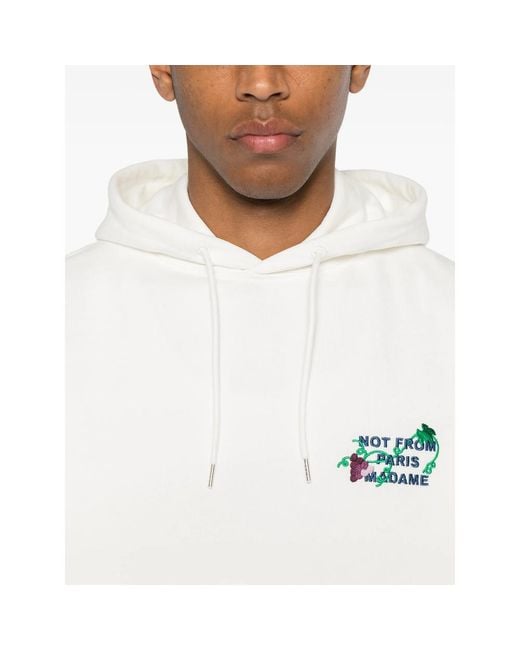 Drole de Monsieur White Vine-Embroidered Hoodie for men