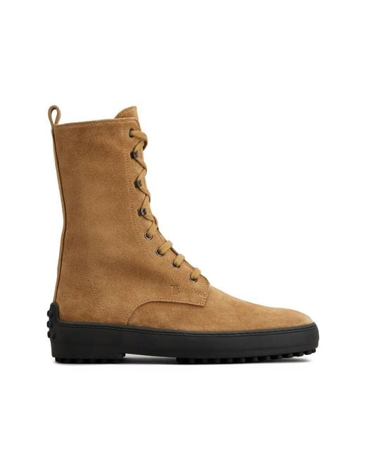 Tod's Brown Suede Combat Boots