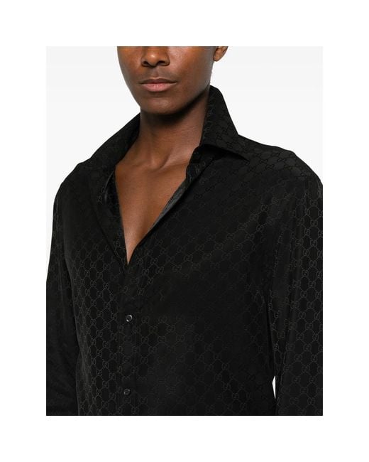 Gucci Black Logo-Pattern Shirt for men