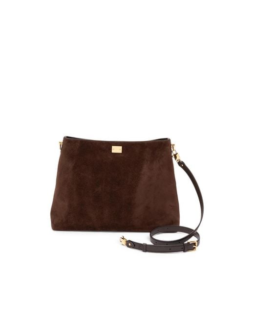 Dolce & Gabbana Brown Large Vittoria Suede Cross Body Bag