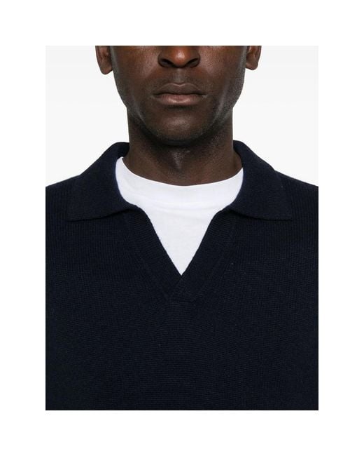 Soft Goat Black Cashmere Polo Sweater for men
