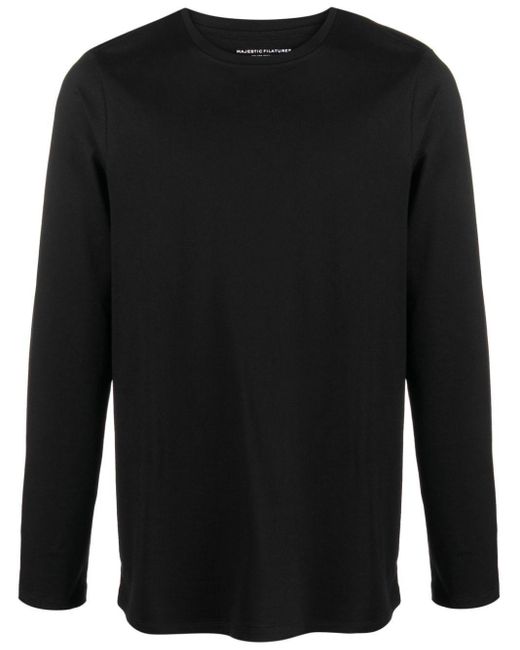 Majestic Filatures Black Long-Sleeve Organic-Cotton T-Shirt for men