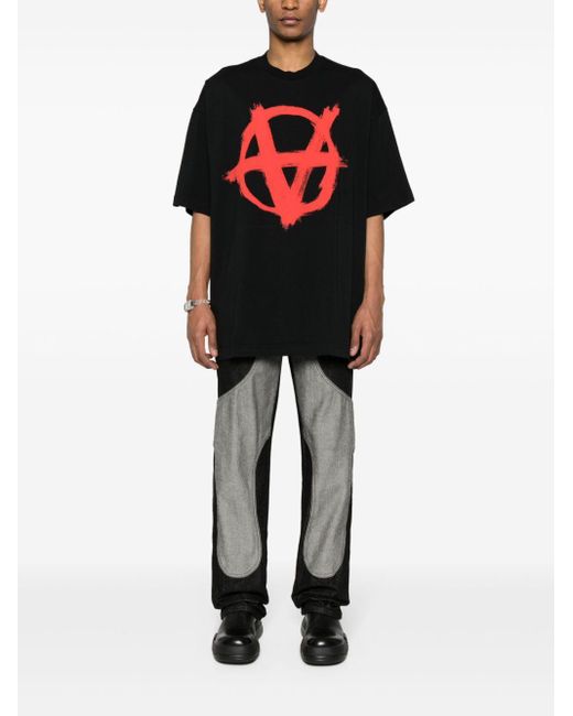 Vetements Black Reverse Anarchy Cotton T-Shirt