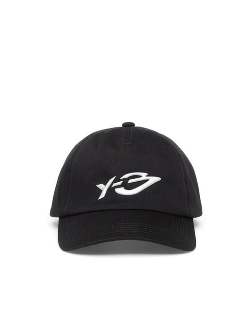 Y-3 Black Graphic Logo Cap for men