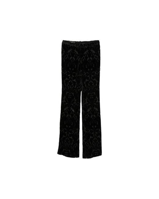 Gucci Black Gg Damask-Pattern Velvet Trousers