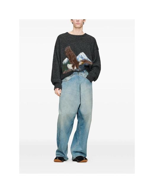 Maison Margiela Blue Wrap-Front Faded Jeans for men