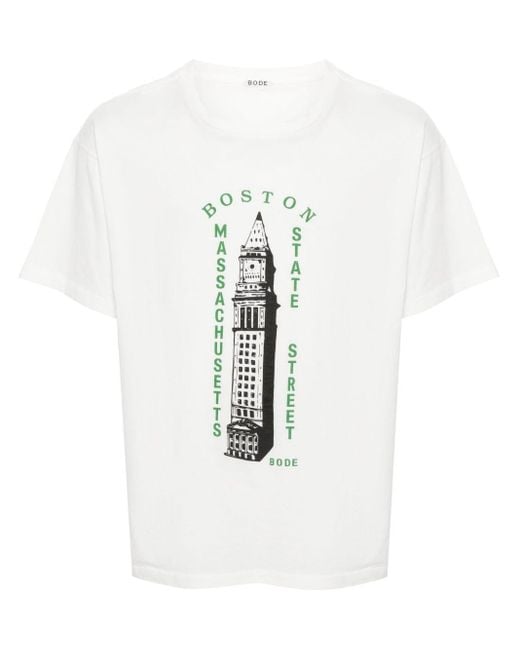 Bode White Logo-Print Cotton T-Shirt for men