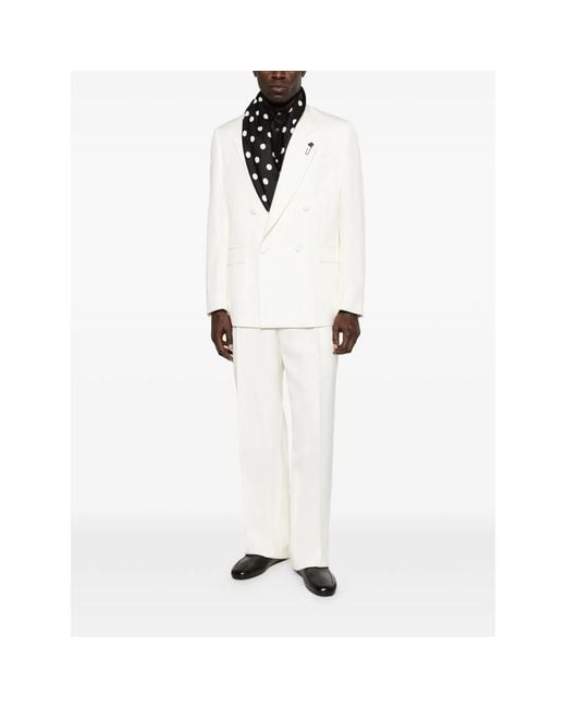 Lardini White Double-Breasted Blazer for men