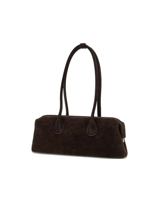 OSOI Black Suede Top-Handle Shoulder Bag
