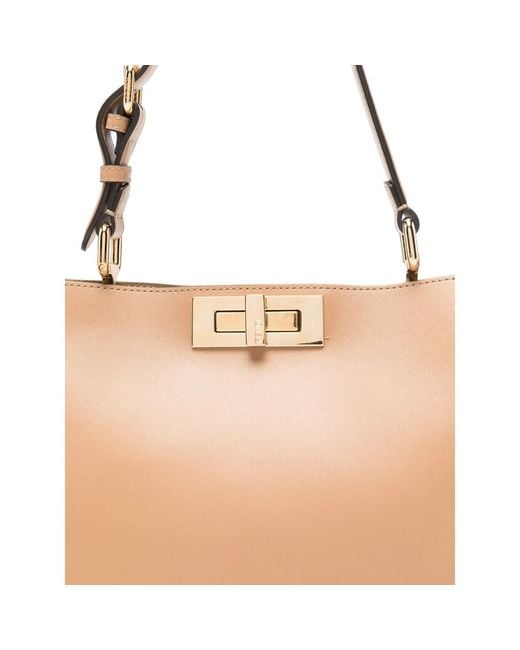 Fendi Natural Turnlock Handle Tote Bag