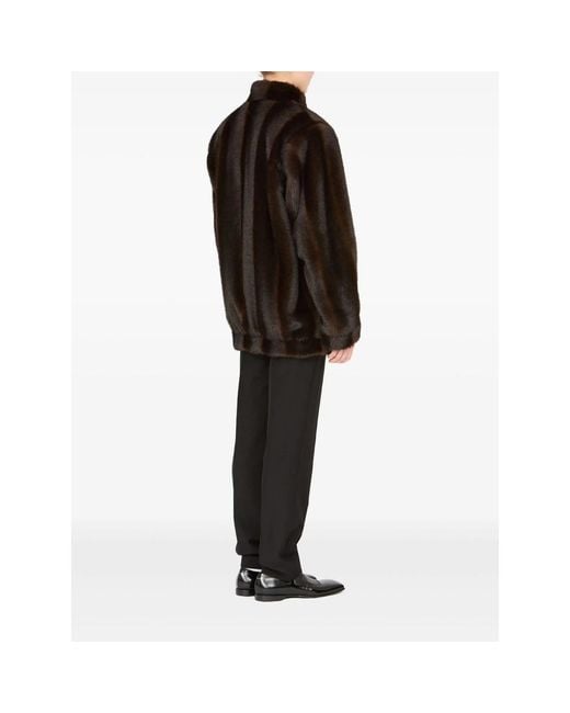 MM6 by Maison Martin Margiela Black Faux-Fur High-Collar Jacket
