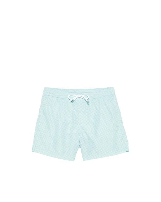Fedeli Blue Drawstring Patterned Swim Shorts for men