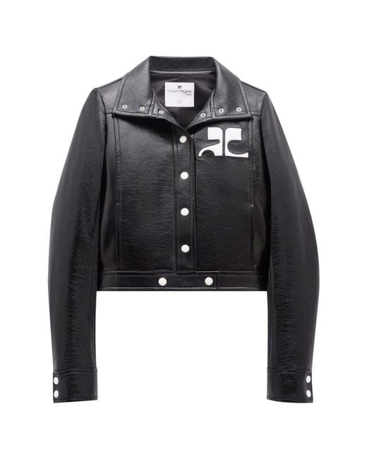 Courreges Black Biker Jacket Stretch-Cotton