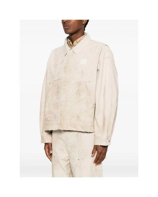 Cole Buxton Natural Distressed Panelled Jacket for men