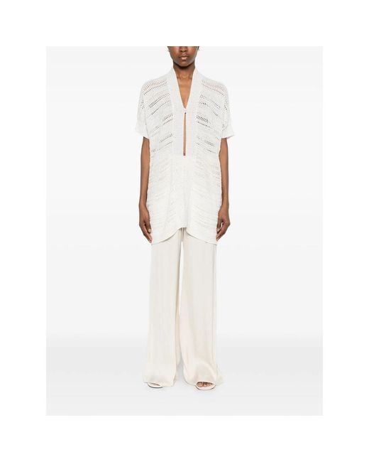 Panicale White Short-Sleeve Cardigan