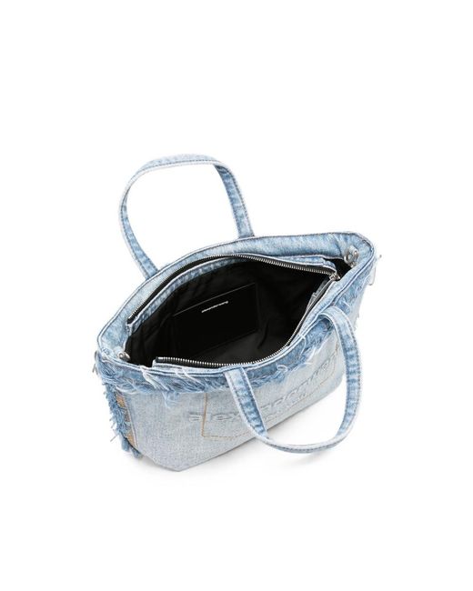 Alexander Wang Blue Small Frayed-Edge Denim Tote Bag