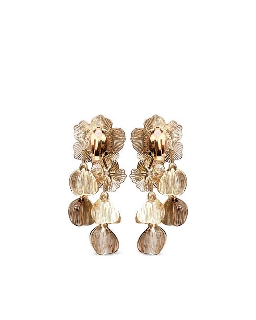 Carolina Herrera Metallic Floral-Drop Clip-On Earrings