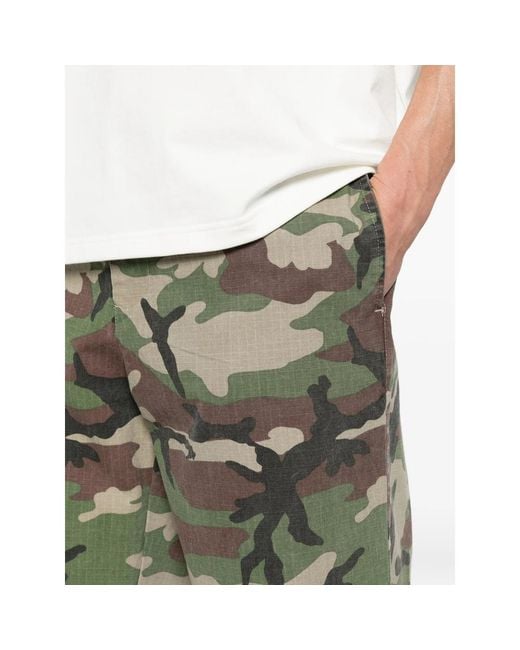 Stay Human On Earth Green Camouflage-Print Trousers for men